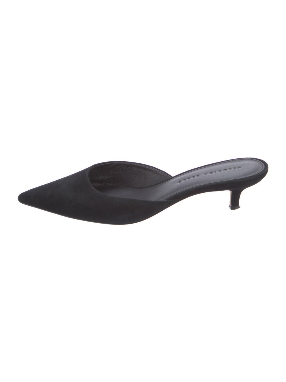 Veronica Beard Black Suede Kitten Heel Mule